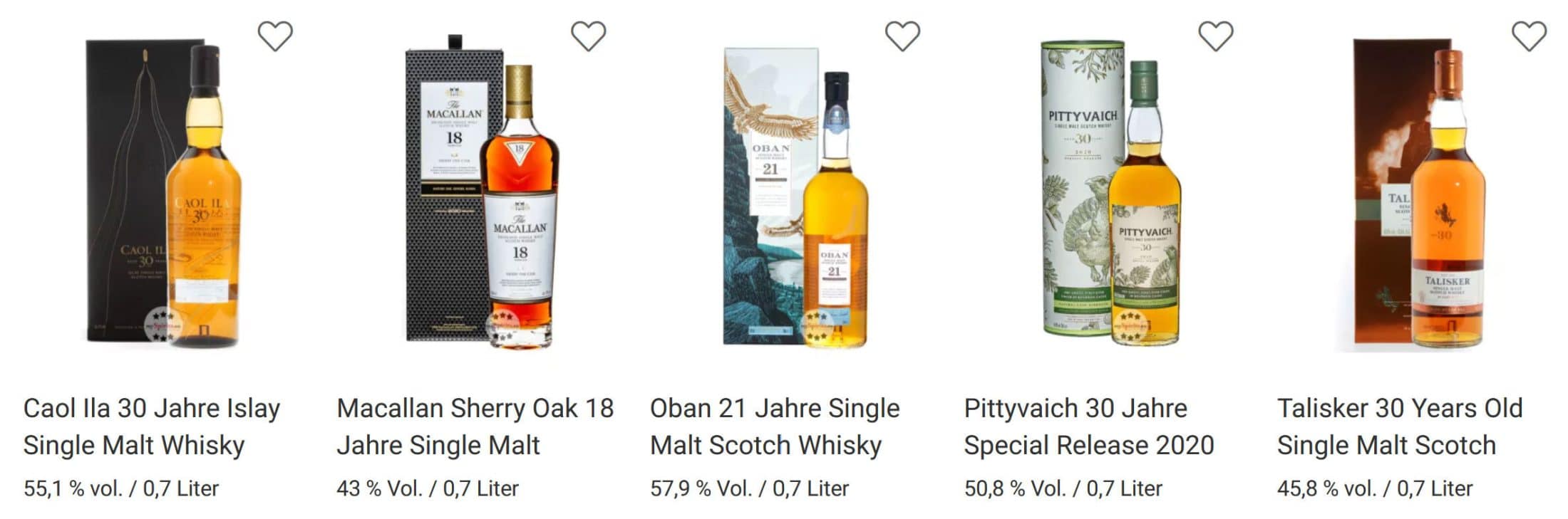 Auswahl verschiedener Whiskyflaschen
