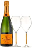 Veuve Clicquot Champagne Brut Yellow Label mit Geschenkverpackung und 2 Gläser (1 x 0.75 l)